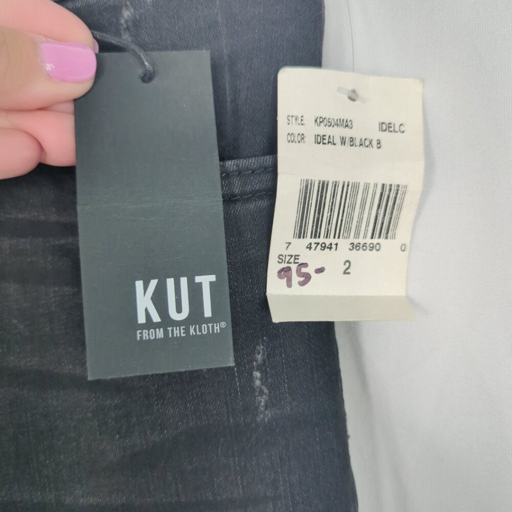 KUT Black Skinny Jeans 2 Connie Distressed Stretch Ankle NWT - Picture 5 of 9